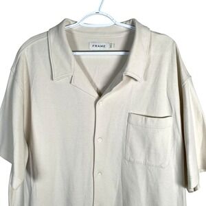 Frame Duo Fold Relaxed Button Up Camp Shirt Mens XL‎ White Sand Cotton S/S
